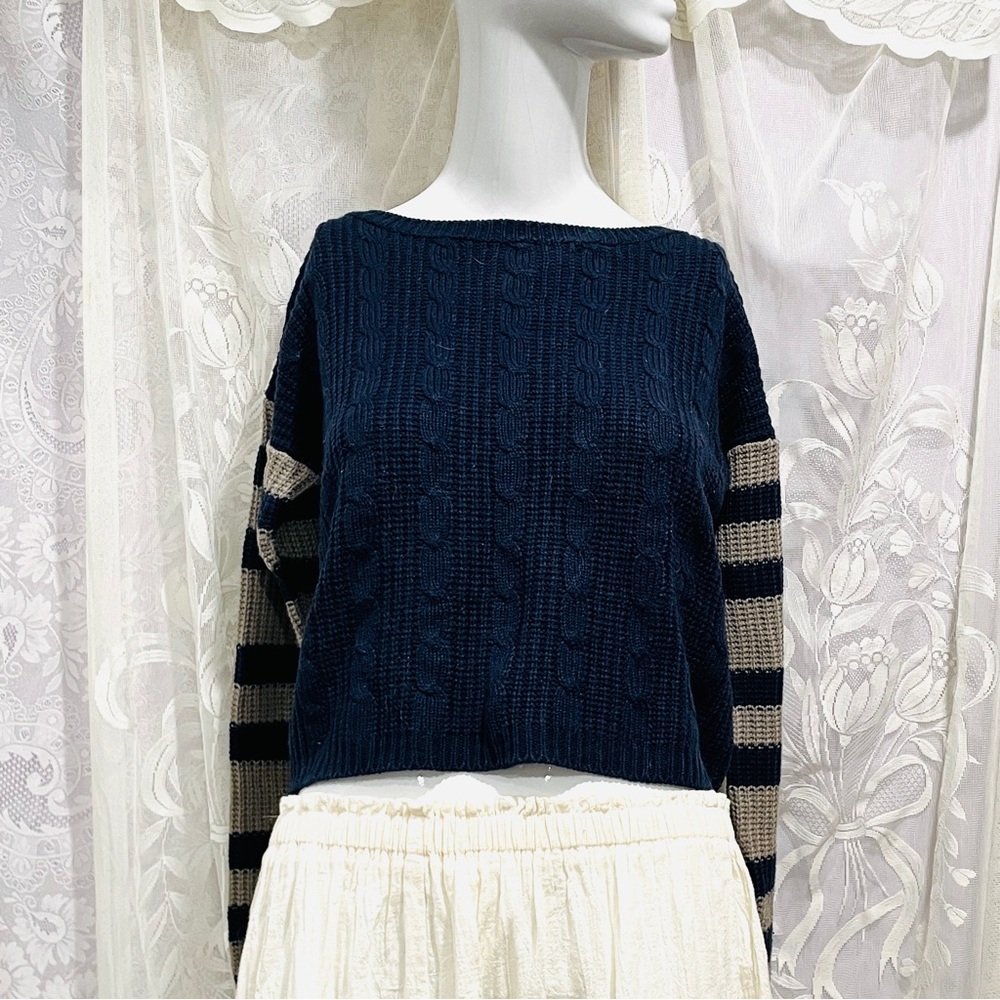 Poof Excellence Fall Girl Coraline Vibes Navy Knit Sweater